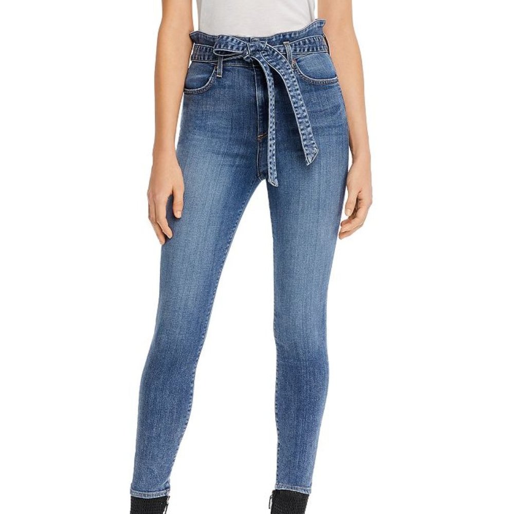 Alice + Olivia Good Paperbag-Waist Skinny Jeans